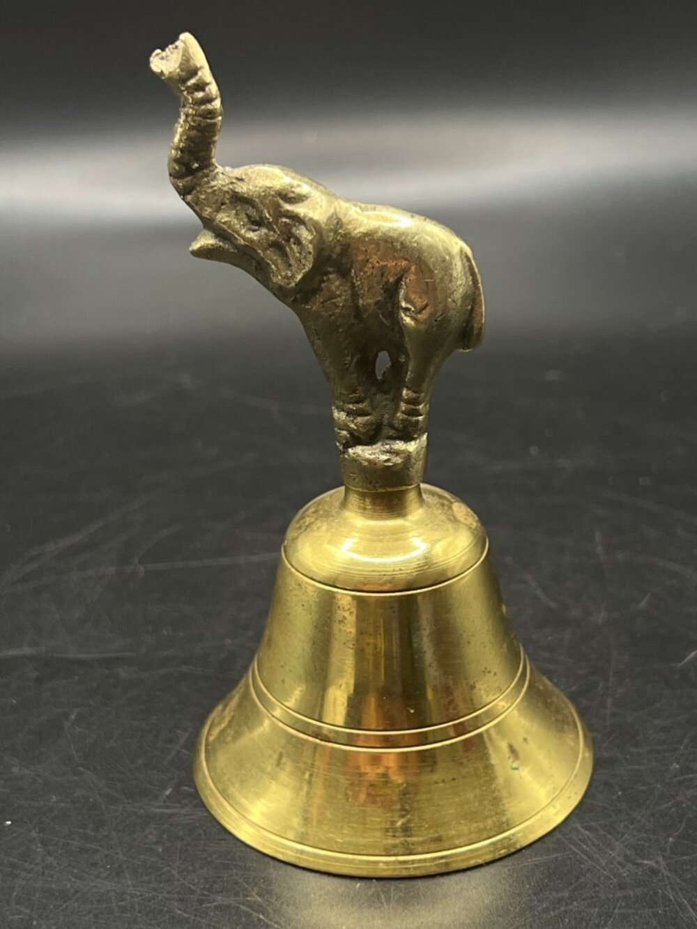 Solid Brass Elephant Bell Title Case Antique Vintage Decor Clapper Patina Heavy
